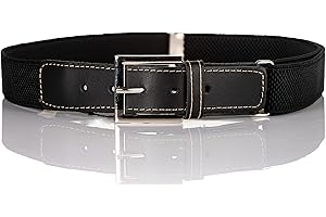 Olata Ceinture Élastique pour Enfants avec Boucle et Raccords en Cuir Noir (1 à 15 ans)