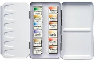 Maimeri Blu, Bellas Artes Acuarela, Medio-Godets, Caja Metálica, 12 Colores Surtidos, 12 unidades