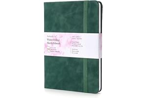 tumuarta Aquarell - Blocco da disegno, 300 g, 100% cotone, 19 x 13 cm, 24 fogli, a grana fine, senza acidi, ad acquerello, da utilizzare come album da viaggio