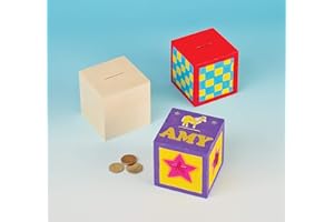 Baker Ross Lot de 2 Tirelires en Bois à personnaliser - Idéal comme cadeau à offrir