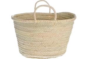 HERSIG - Capazo de palma con asa corta | Bolso de palma con base oval (50x20x28/37)