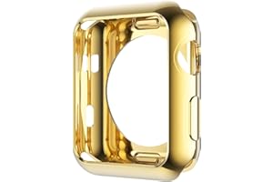 Leotop Etui kompatybilne z Apple Watch 40 mm, 44 mm, miękkie etui z termoplastycznego poliuretanu (TPU), smukła ochrona wyświetlacza, zderzak dookoła do iWatch Series 6, 5, 4, SE (44 mm, złote)