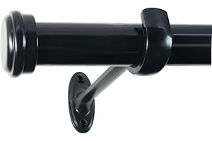 Decopolitan Juego de barra de cortina con tapa de extremo, 45,7 a 91,6 cm, color negro