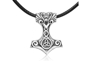 URONE Wikinger Thors Hammer Anhänger Halskette Sterling Silber Keltischer Knoten Mjölnir Nördlich Weihnachten Geburtstag Wikinger Schmuck Geschenk für Männer