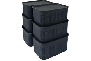 Relaxdays förvaringsbox 6-pack, med lock, 5 l, HBT: 13x26,5x19 cm