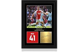 WIN FC Declan Rice A4 Framed Photo Display - Reproduced Digital Signature - Gift For Arsenal FC Fans