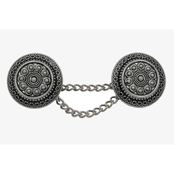 Kettingknoppen groot zilver metalen knoppen in kettingdesign 28 mm met ketting ca. 80 mm 1 stuk