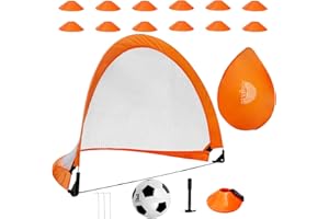 Kvittra Pop Up Soccer Goals Set, 4' x 2.5' soccer Goal Set with soccer ball and 12 Sports Soccer Cones, Portable Toddler Soccer Nets Training Equipment Practice in Backyard,School,Kids and Adults