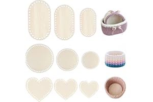 Bootoow Korbboden Zum Häkeln, 9 Stück Holzboden Zum Häkeln,Naturholzkorbboden,Korbboden Holz Zum Häkeln Korbboden Zum Häkeln Rund Korbboden Aus Holz Korbboden Set Oval,Rund,Herzförmig (10/15/20cm)