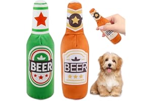 AOMANTIC SARL Juguetes para Perros Chirriantes, 2 Piezas Juguetes para Masticar con Perro, Juguete Chirriante Interactivo, Cerveza Juguetes de Peluche de Chirriantes para Perros Medianos y Pequeños
