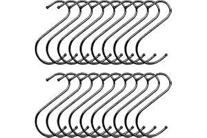 Pumuky Lot de 20 Crochet S Acier Inoxydable,Crochets de Suspension en S，Pour la Cuisine, Extérieur, Jardin, Intérieur，Crochet en S Metal (Noir)