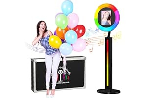 MWE Photo Booth Machin mit Flightcase, Unterstützung Software und Fernsteuerung, Geeignet für Partys, Hochzeiten, Verleihindustrie, YouTube, Video, Tiktok (Lichtleiste, Schwarz)