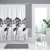 Tropical Home Tree Pattern Bathroom Shower Curtain-white Color Shower Curtain And Bathtub Curtain, 180x200cm Luxury Bathroom Curtain