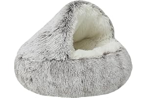 WGYTECH Cat beds for Indoor Cat Cave Hooded Plush Donut Cat Bed House，Warm Fleece Pet Cushion Sofa，Faux Fur Round Comfortable Self Warming Indoor Sleeping Bed For Indoor Kittens and Puppy Small Dogs