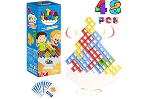 LURICO 48 Stück Tetra Tower Spiel, Team Tower-Spiel Kreative, Stapelspiel Tetris Balance Spielzeug Tower Game, Stapelturm Spielzeug Geschenke Lustige Stapelspiel für Kinder Geburtstag