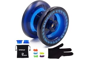 MAGICYOYO K1 Yoyo Professionnel Yoyo Responsif Enfant à Adulte yoyos Magic yoyo Plastique Durable yo-yo avec Sac à Gants yo yo 5 Cordes Bleu foncé