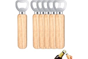 Royouzi 6 Stück Flaschenöffner, Bottle Opener, ​Holz Bieröffner Holzgriff Tragbare, Naturholz Kronkorkenöffner für Startseite, Pub, Outdoor, Männer (6PCS-Holzfarbe)