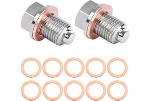 KWINFEI 2 Stück Magnetische Ölablassschraube M14x1,5 mit 10 Dichtungen, Edelstahl Verschlussschraube Ölwanne zur Motorsicherung, Ablassschraube Öl mit Magnetfunktion, Passend für die meisten Automodelle