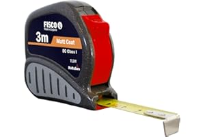 FISCO TL3M Flexómetro profesional Clase i con caja ABS y empuñadura de goma (3 m x 13 mm), Negro