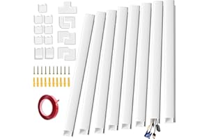 BICMTE Cable Trunking Cable Concealer for Wall,2.4-Meter White Cable Trunking Self Adhesive to Hide 3-4 Wires for TV and Computers in Home Office,8 X 400mm(L) x24mm (W) x 14mm (H)