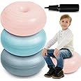 Lewtemi 3 Pcs Flexible Seating for Classroom Elementary Yoga Ball Chairs for Kids Donut Exercise Ball Chair Inflatable Yoga Ball with Inflator for Student Desk Chairs Exercise
