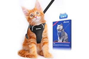 Halypet Cat Harness and Leash Set [ MAX Safety Third Generation ] Escape Proof Soft Adjustable Cat Leash Breathable Comfortable Vest Easy to Wear Kitten Harness for Outdoor Walking