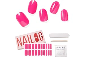 NAILOG Unghie Gel Adesive UV - 20pcs Smalto Adesivo Per Unghie，Tinta unita Vegano,Full Wraps PCS Stickers Unghie Nail Art Starter Kit, Lampada UV/LED richiesta,Idee Regalo Donna