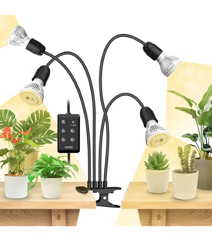 Lampe De Croissance LED à Spectre Complet Avec Minuterie - 3/9/12H, 10 Niveaux, Pour Plantes D'Intérieur, Semis
