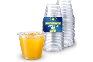 SNH Packing 8oz Clear Plastic Cups without Lids, 25 Pack Reusable BPA Free Cups for Juice, Iced Coffee, Smoothies, Bubble Tea, Beverage, Milkshakes & Soft Drinks