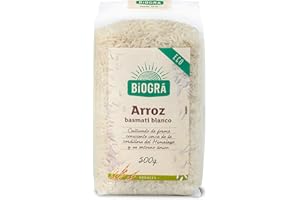 BIOGRÁ - Arroz Basmati Blanco, Apto para Veganos, No Contiene Sal, Bajo Contenido en Grasas Saturadas, Procedente de Cultivo Ecológico, 500g