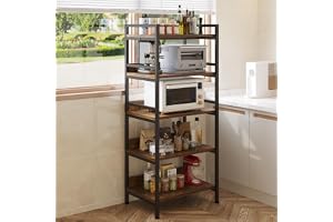 HOME CUBE 5-Tier Metal Storage Shelf with Wooden Shelves, Kitchen Organizer Rack, Microwave Stand, Bookshelf, Standing Shelf Units, Multipurpose Storage Rack for Living Room, Office, Garage, Shops