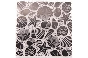 SATTIE Uteruik Plantilla de plástico en Relieve, diseño de Conchas, Estrellas de mar, caracola, para Manualidades, para Regalo, álbum de Fotos, Tarjetas, Papel para Manualidades