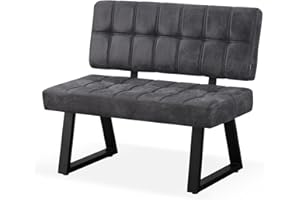 ‎B&D HOME B&D home® Sitzbank Sigfrid – Esszimmerbank mit Lehne,Pflegeleichter Bezug in Wildleder Optik Anthrazit, Kaltschaum-Polsterung, platzsparend, für Esszimmer, Küche & Flur, 100 cm