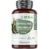 Espirulina y Chlorella Org&aacute;nica 1740mg, 240 C&aacute;psulas | Suplemento Vegano de Superalimentos Verdes para Limpiar por Dentro - S