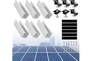 MEAORGROW Solarmodul Halterung Kit 12cm und Zubehör Schwarz Eloxiert 30-35mm Verstellbar, Ideal für Trapezblech - Flachdach - Montage, PV - Befestigungsset für Solarmodule (für 2 x Solarmodul)