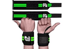 BRANCE Heavy Duty Professional Standard Power Weight Lifting Wrist Wraps - Supports Gym Training Fist Straps - Sold as Pair & One Size Fits All