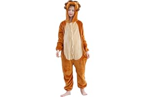 HAHASHOW Pigiama Bambini Tuta Onesie Bambina Onesie con Capucha in Morbido Ragazze Ragazzi Cartone Animato Animali Costumi Cosplay Carnevale Halloween 3-12 Anni