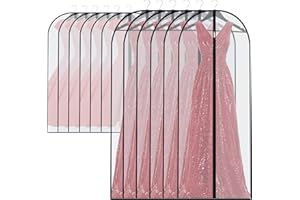 UOUEHRA Clothes Cover Bags Set of 12 (60 x 100cm/6pcs + 60 x 153cm/6pcs) Dress Garment Bag with Full Zipper in Wardrobes, Lightweight Clear Waterproof Washable Suit Carrier Protector Bags