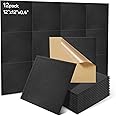 12Pcs Soundproofing Panels 30x30x1cm Square Acoustic Panels Self Adhesive Sound Proofing Foam Panels Hight Quality Acoustic Wall Panels for Studio KTV Home Soundproof Treatment,Black