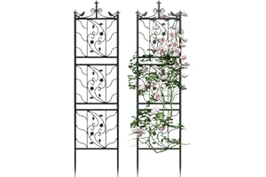 UNHO Treillis Plante Grimpante Extérieur en Métal: Support Rosier Grimpant Jardin Treillage Fleur en Fer Forge Décoratif - 50x195cm