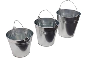 Kingston Tools Galvanised Metal Bucket with Handle for Indoor and Outdoor Use — Cleaning, Gardening, Coal Ash, Farming and Industrial Pail — 23cm (Height) x 24cm (Top Diameter), 7 Litres