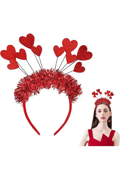 Valentinstag Herz-Stirnband Rot Mit Pailletten – Haaraccessoire Für Partys, Hochzeit & Fotos