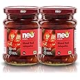 Neo Sliced Red Jalapenos, Ready-to-Eat Fibre-Rich Topping for Snacks and Salads, Non-GMO, Jar, 210g (Pack of 2)