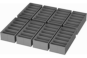 Homsorout Schubladen Organizer Kleiderschrank Organizer - Faltbare Aufbewahrungsbox Stoff Schubladen Ordnungssystem Unterwäsche Organizer für Hosen, Kleidung, Socken, 8 Stück Dunkelgrau