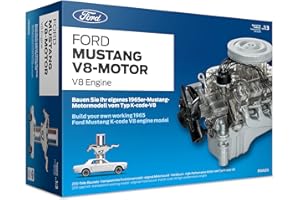 FRANZIS Ford Mustang V8 Motor | 200-Teile - transparentes, voll funktionsfähiges Motormodell | Für Bastler und Oldtimer-Fans | Ab 14 Jahren