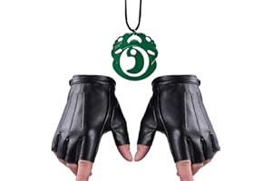 HJYZY Spy Lara Cosplay costume Jewelry Set Tomb Rider Necklace Catwomen Fingerless Driving Gloves for fans 2 Pcs