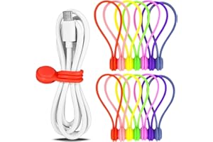 Bixury Wiederverwendbare Magnetische Kabelbinder, 21 Stück Multifunktionale Silikon Magnet Kabelbinder für Kabelmanagement und Organisieren, 10 Farben Magnetic Cable Ties, Bunt 182 mm