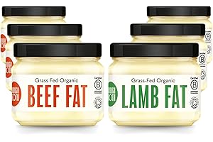 Organic Beef & Lamb Tallow by Borough Broth - High in Protein, Low Calorie - 100% Natural & Clean Source of Fat - Grass-Fed Dripping - Perfect for Roasting - 6 x 250g