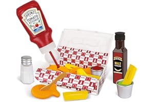 Casdon Heinz Fish & Chips Takeaway Set | Classic Fish & Chips Play Set For Children Aged 3+ | Ideal For Imaginative Play | Squeezy Ketchup Bottle, Vinegar Bottle, And Flip & Dip Pots Included!
