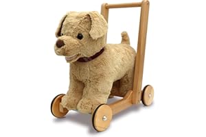 Little Bird Told Me - Dexter Dog Baby Walker, Traditional Push Along & Ride On Toy for 1 Year Olds, Golden Labrador Soft Cuddly Dog Toy for Toddlers, Sturdy Wooden Frame, Padded Seat